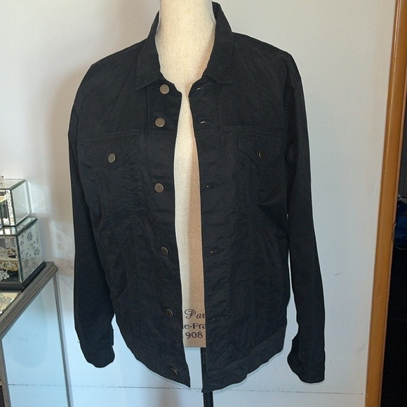 Denim & Flower Ricky Singh Black Men's Trucker Jacket Outerwear Stretch L NWOT - Picture 1 of 13